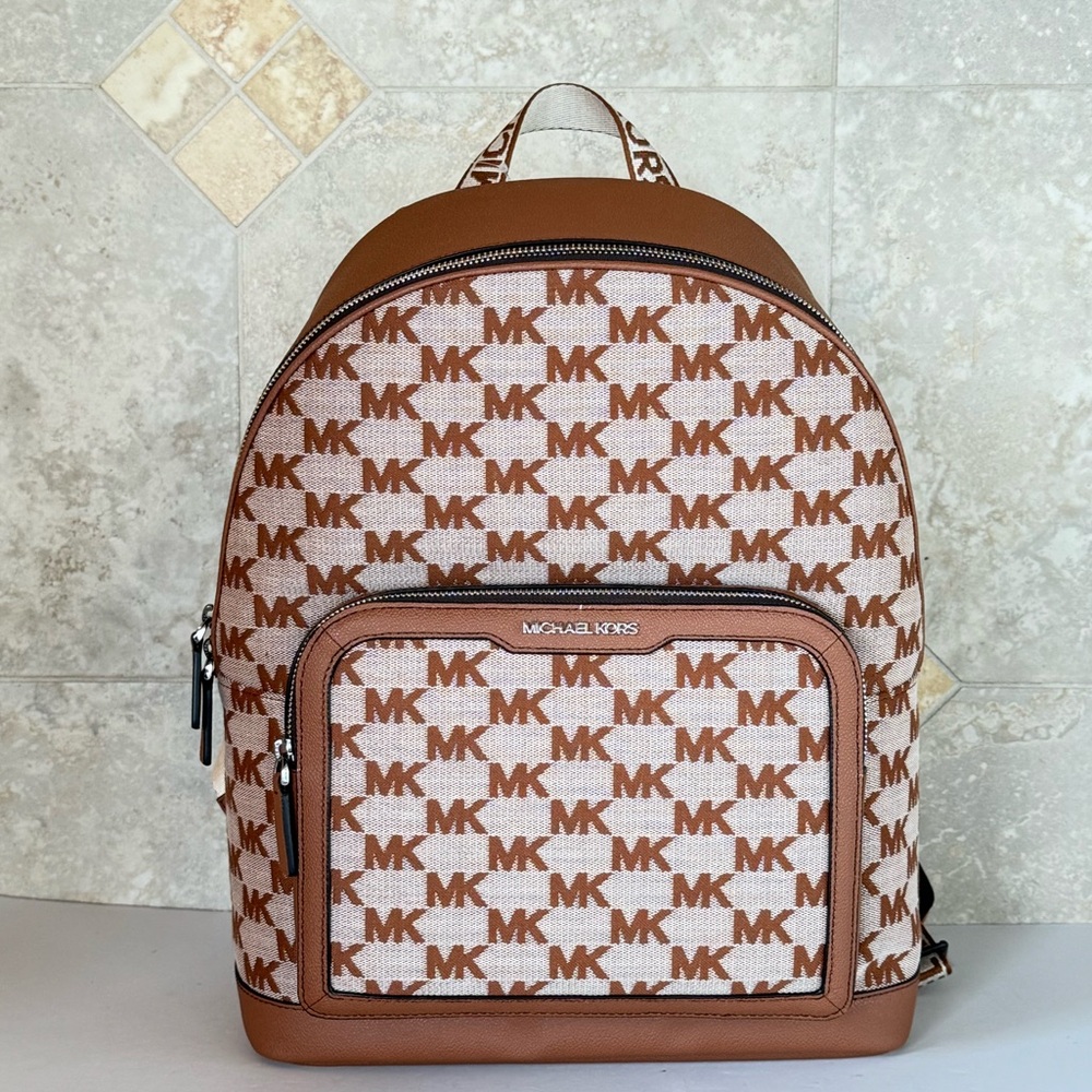 Michael Kors Cooper Large Commuter Backpack MK Beige Brown
